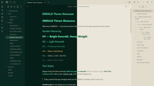 EMRALD Obsidian theme screenshot