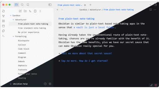 Azure Obsidian theme screenshot