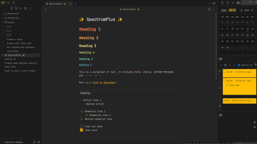 SpectrumPlus Obsidian theme screenshot