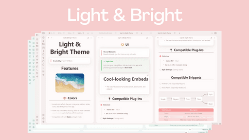 Light & Bright Obsidian theme screenshot