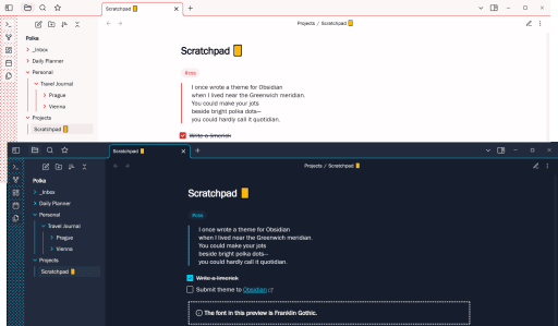 Polka Obsidian theme screenshot