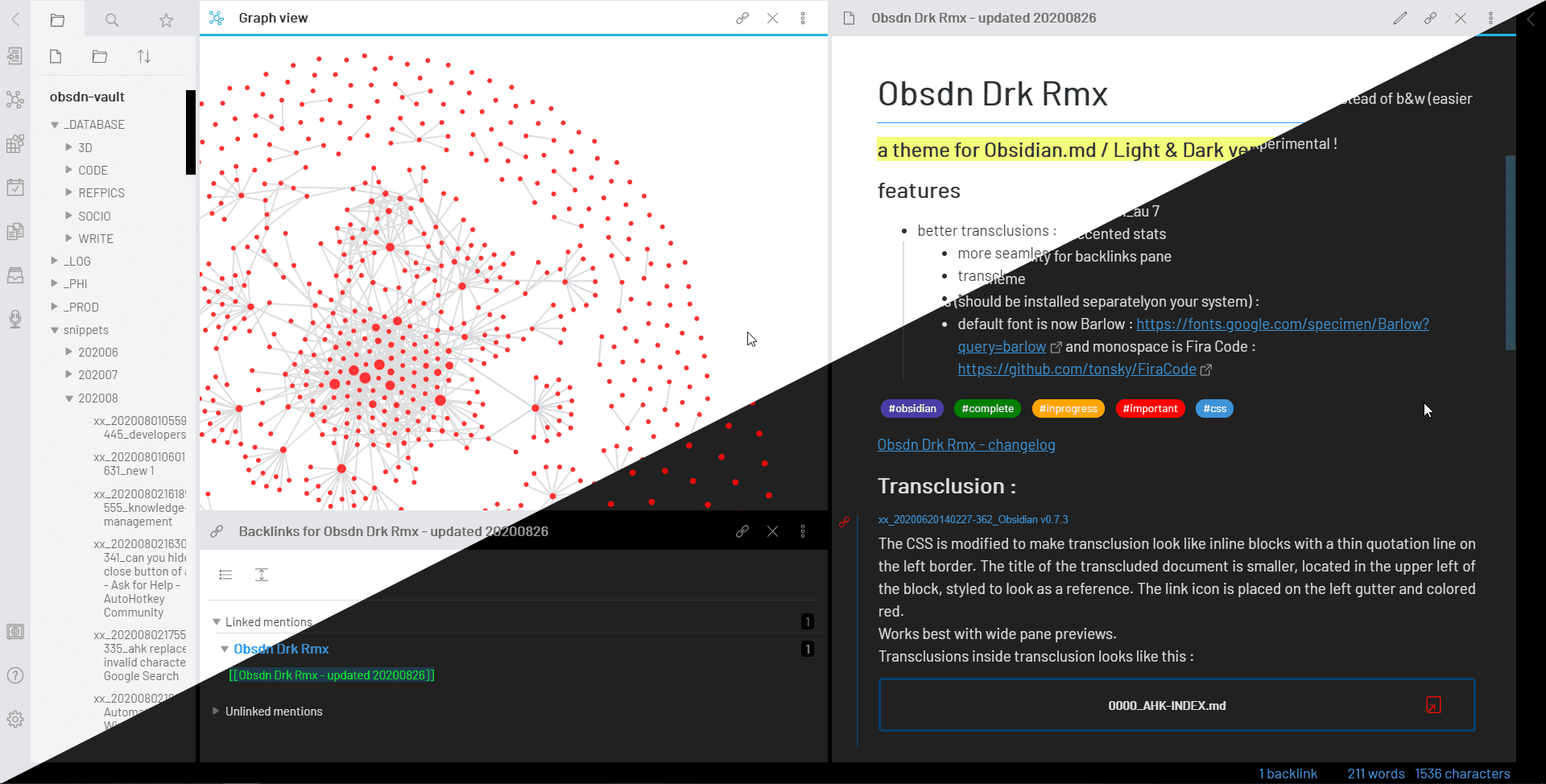 Obsdn-Dark-Rmx Obsidian theme screenshot