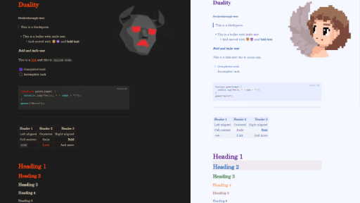 Duality Obsidian theme screenshot