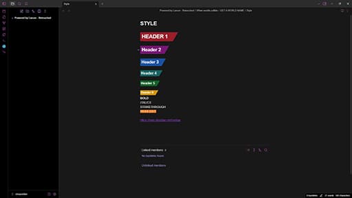 Powered by Lancer - Retouched Obsidian theme screenshot
