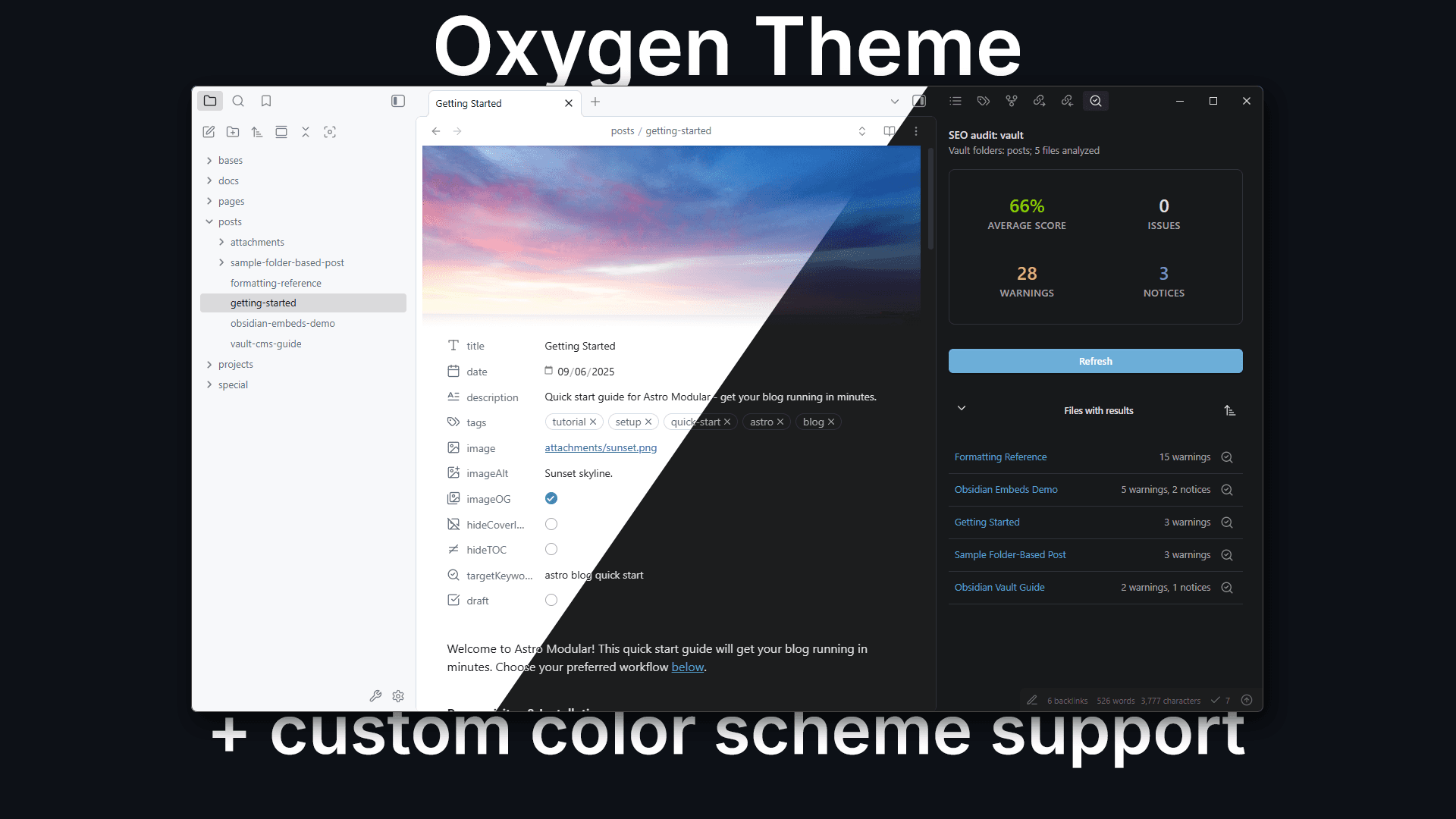 Oxygen Obsidian theme screenshot
