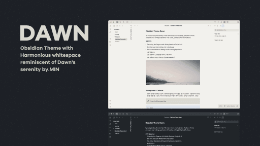 Dawn Obsidian theme screenshot