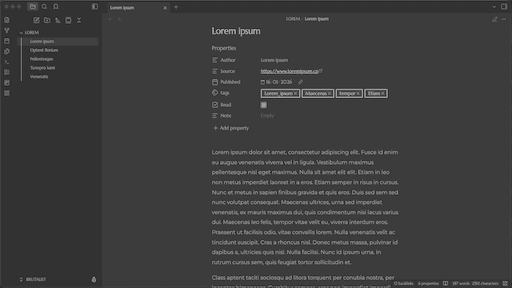 Brutalist Obsidian theme screenshot