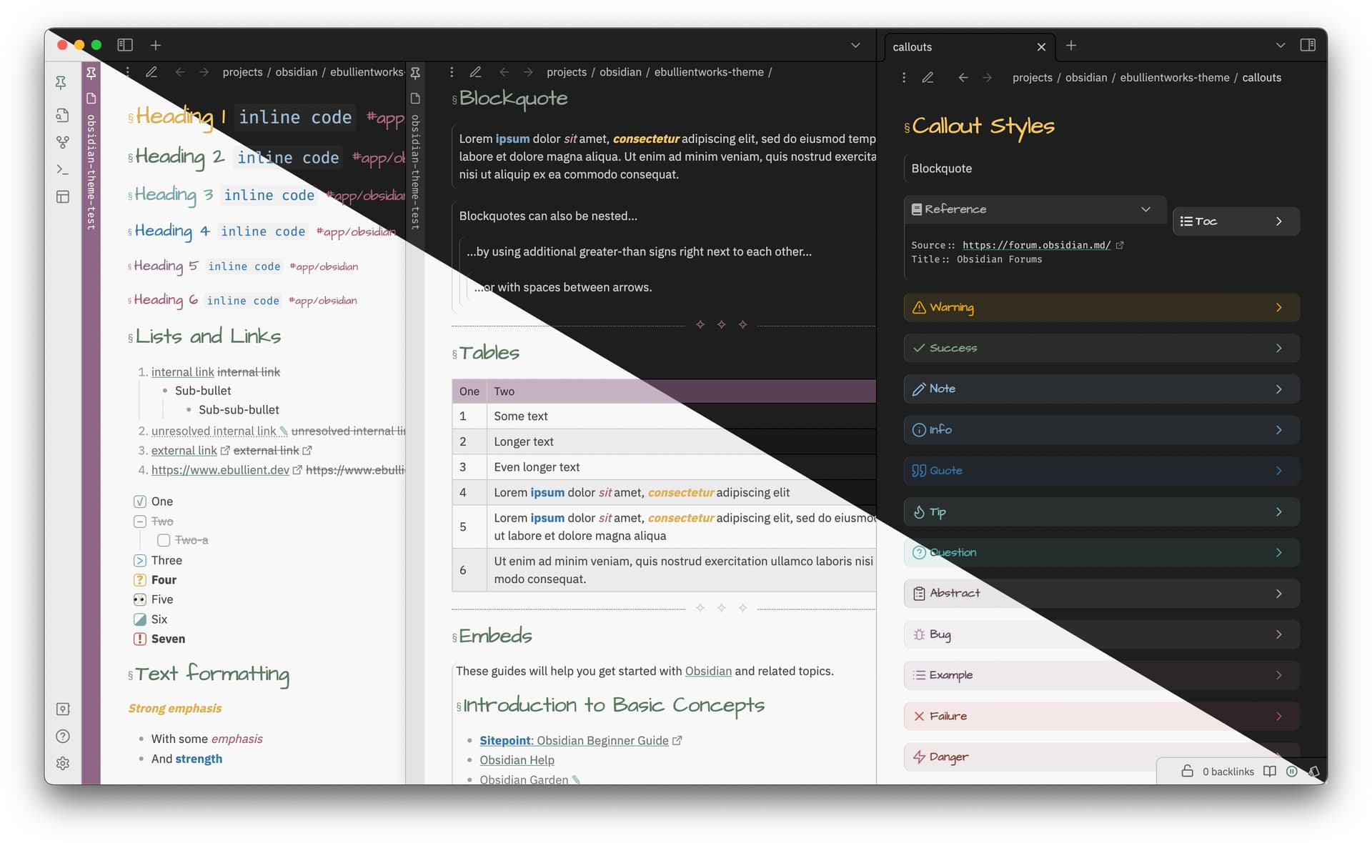 Ebullientworks Obsidian theme screenshot