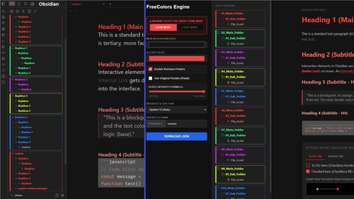 FreeColors Obsidian theme screenshot