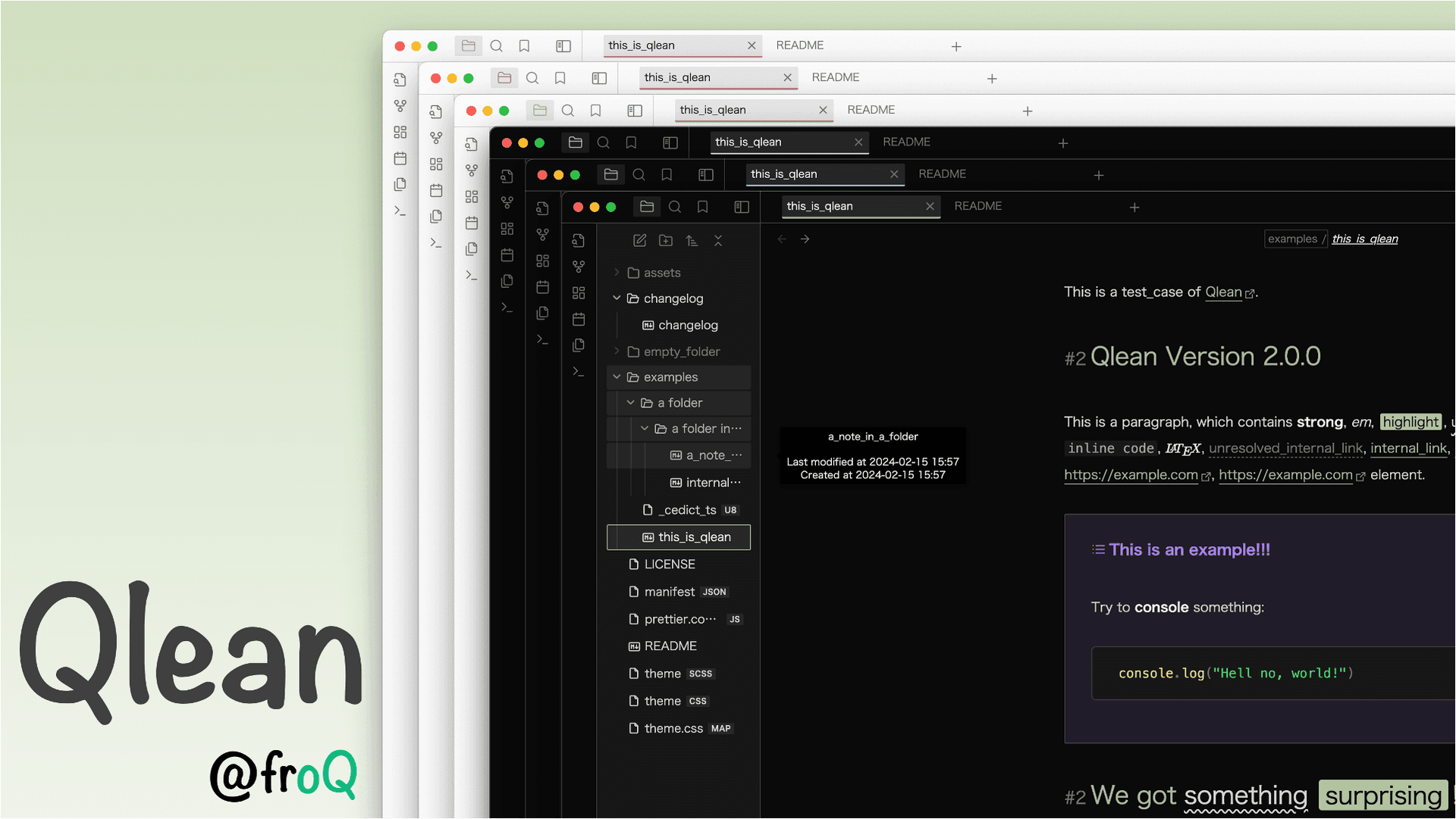 Qlean Obsidian theme screenshot
