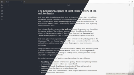 Serif Obsidian theme screenshot