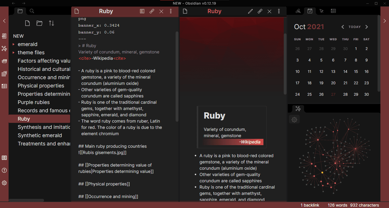 Ruby Obsidian theme screenshot