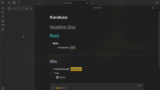 Kurokula Obsidian theme screenshot