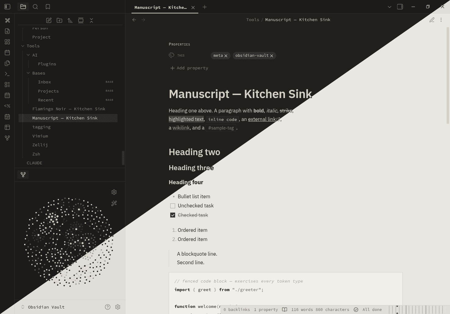 Manuscript Obsidian theme screenshot