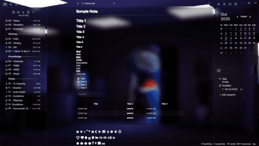 Blur Obsidian theme screenshot