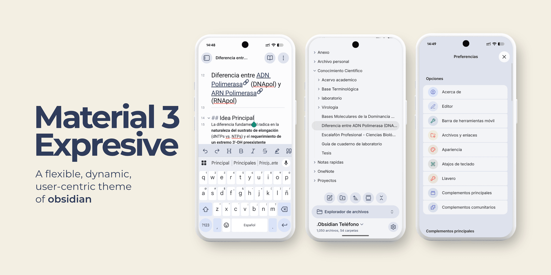 Material 3 Expressive Obsidian theme screenshot