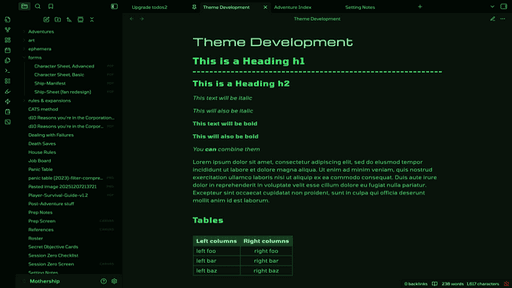 Starlit Abyss Obsidian theme screenshot