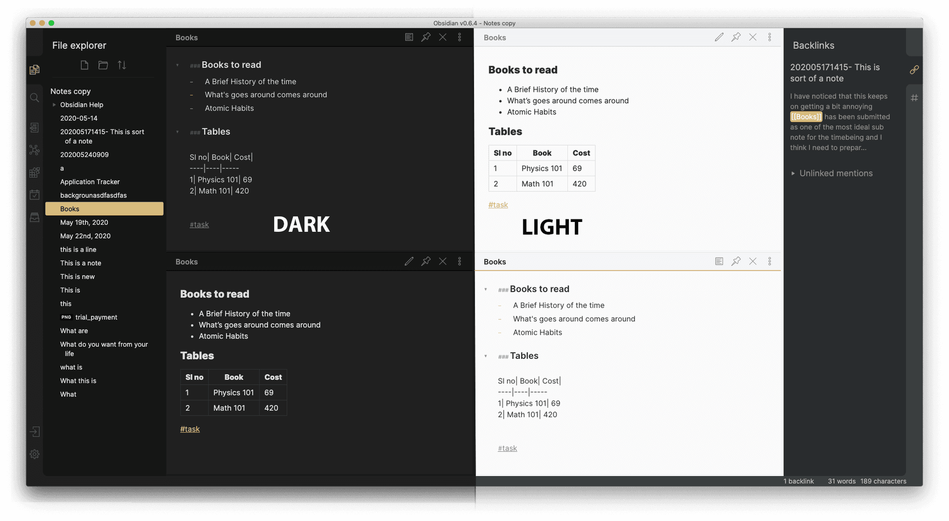 Subtlegold Obsidian theme screenshot