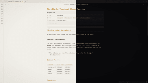Obsiddy-In Terminal Obsidian theme screenshot
