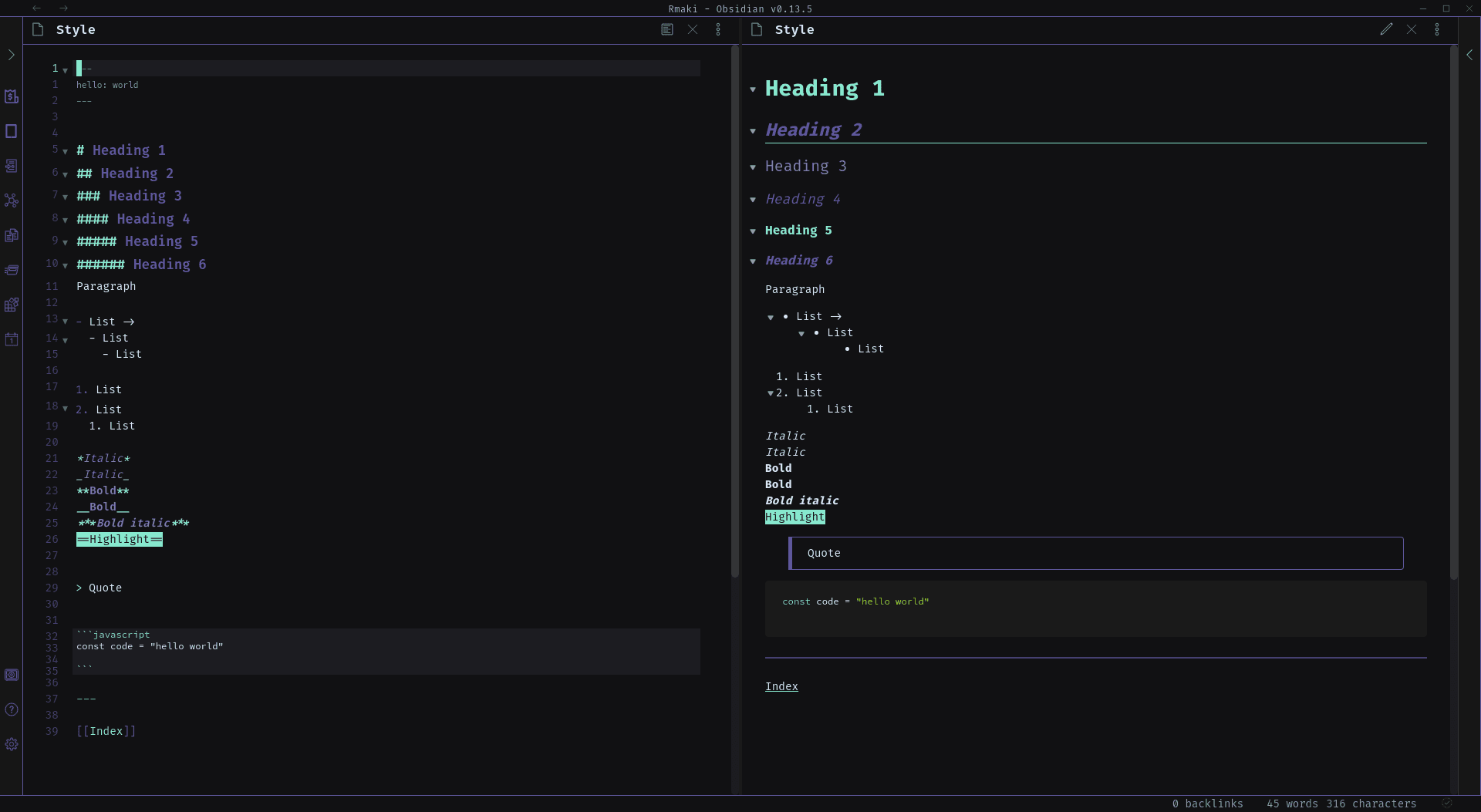 Rmaki Obsidian theme screenshot
