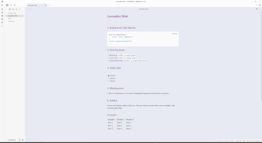 Lavender-Mist Obsidian theme screenshot