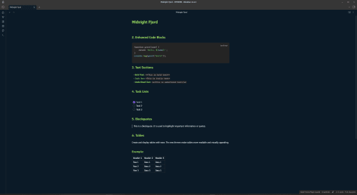 Midnight-Fjord Obsidian theme screenshot