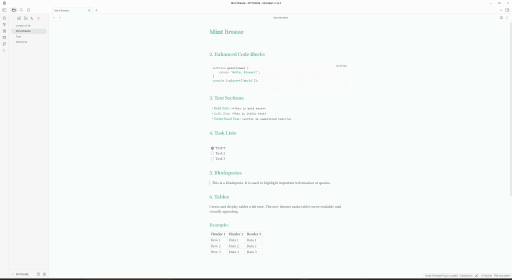 Mint-Breeze Obsidian theme screenshot