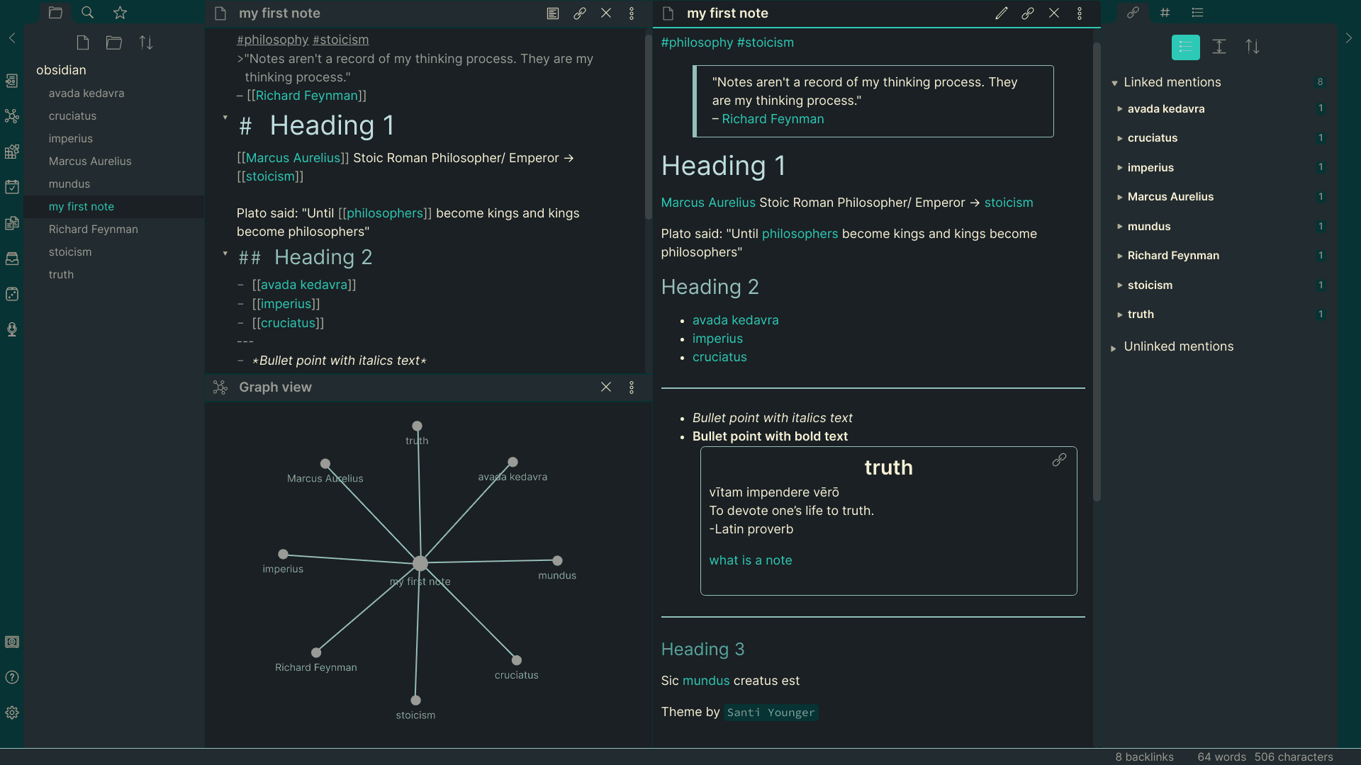 Reverie Obsidian theme screenshot