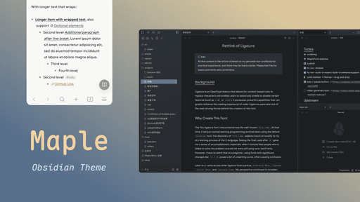 Maple Obsidian theme screenshot