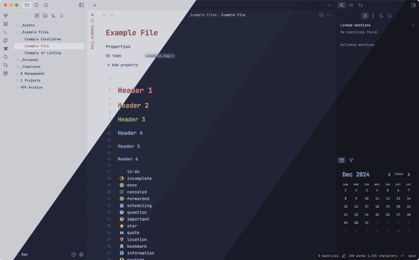 Tokyo Night Obsidian theme screenshot