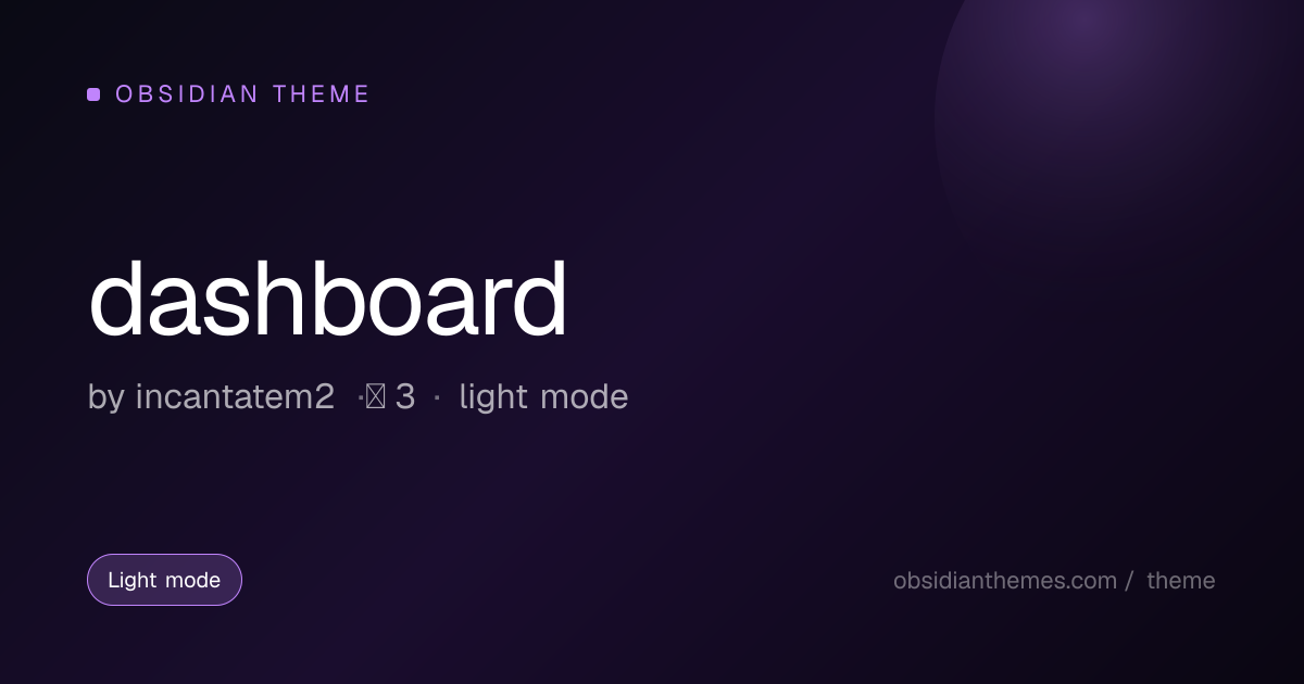 dashboard Obsidian Theme